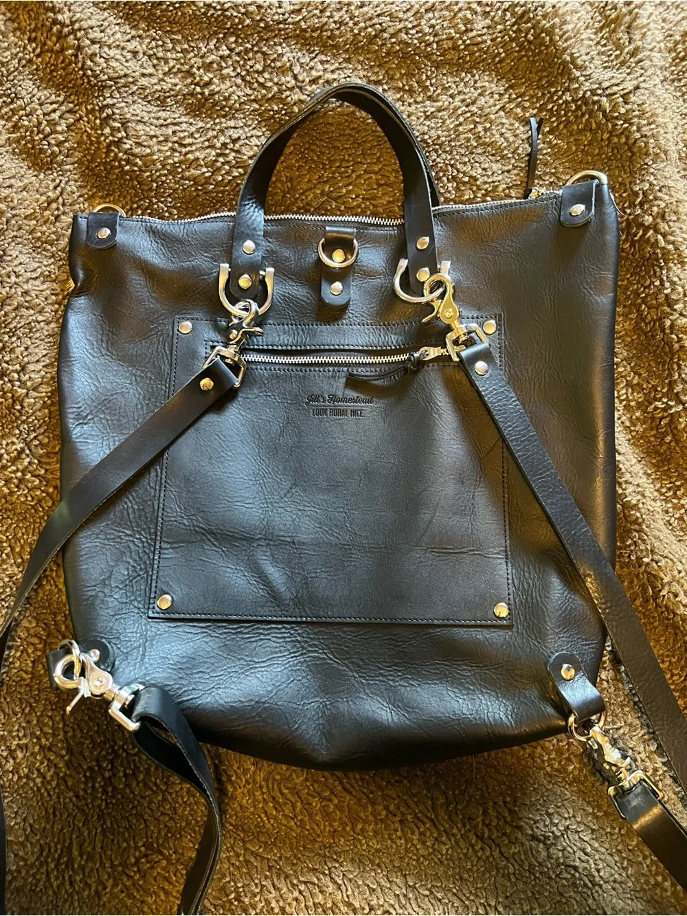 Jill’s Homestead Tricolor Cowhide and Black Backpack
